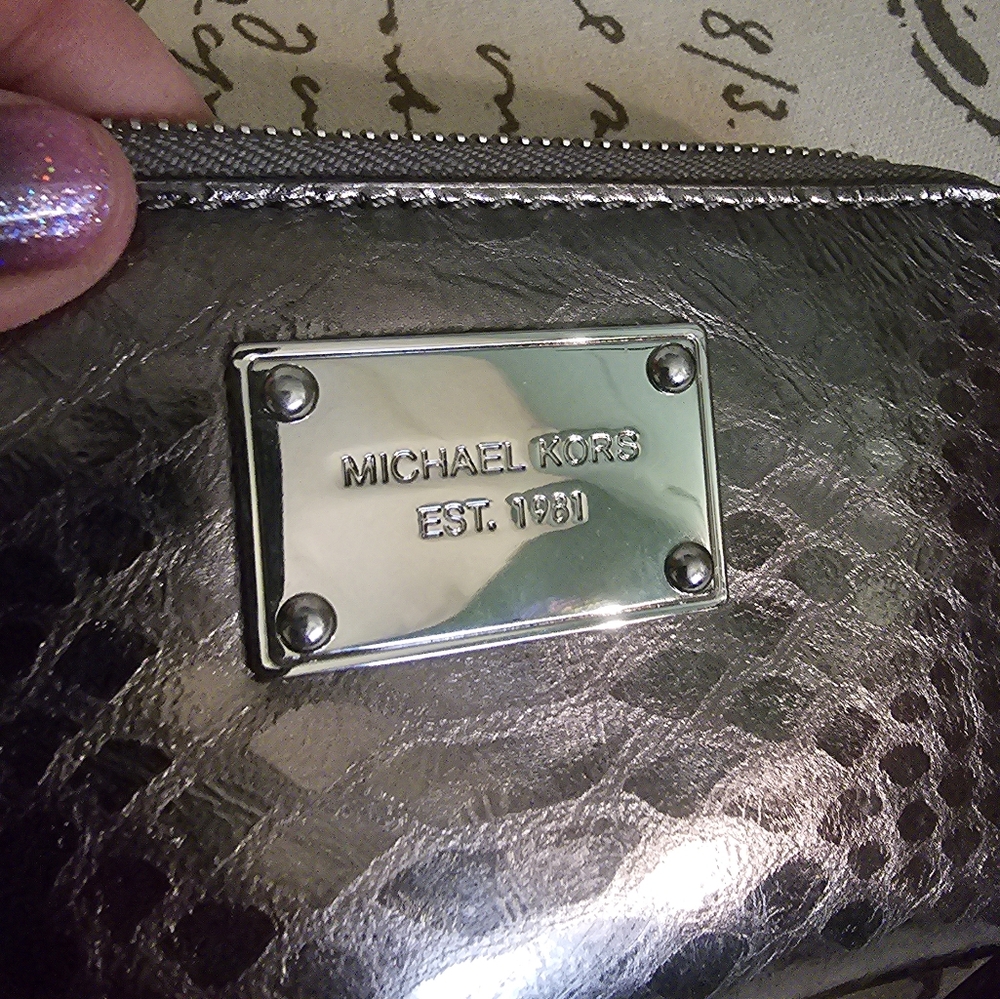 Michael Kors Metallic Python Zip Around Medium Wa… - image 2